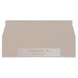 End plate for terminals, dark beige, Height: 82.2 mm, Width: 1.5 mm, V-0, Wemid, Snap-on: No