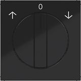 Central plate for rotary blind switch, A.x/C.x, night black glass.