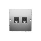 RJ11 double telephone socket, (module), satin, metallized