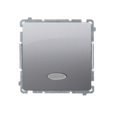 Intermediate switch with indicator light without pictogram, LED not replaceable Color: blue, (module), 10AX, quick connection, Silver matt, metalic