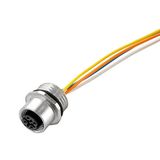 Built-in plugs, M12, pin, straight, Mounting thread: PG 9, Number of poles: 4, Strand / cable length: 0.5 m, Front mounting