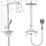 Raindance Select E 360 1jet Showerpipe with overhead shower, hand shower and thermostat, chrome