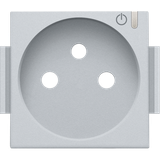 Finishing set for connected switching socket outlet with pin earthing and control button, sterling coated
