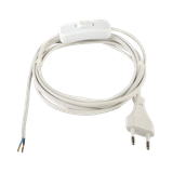 Flat cable 3m, 2*0,75 mm² with on/off switch and EU plug, white