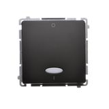 Double intermediate switch with indicator light, LED not replaceable Color: blue, (module), 10AX, quick connection, black matt