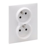 2X2P+E SOCKET FRENCH STANDARD AUTO TERMINALS SHUTTERED WHITE