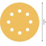 EXPERT C47 Sandpaper with 8 holes for Random Orbital Sanders 115 mm, G 12 5-pc