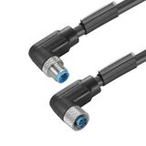 Power cable, Connecting line, M12 / M12, Number of poles : 5 (4 + PE), 3 m, pin, 90° - socket 90°, Shielded: No, LED: No, Sheath material: PUR, Halogen: No