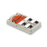 Hood distributor lower part, M12, 30 V, A-coded, LED: Yes, LED initiator: Yes, Wiring type: PNP