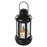 LED decoration – Christmas lantern with Santa, 20 cm, 3x AAA, indoor, warm white, timer