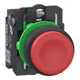 Plastic PB red projecting 1 NC Push-in