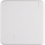 SCHUKO soc.out. cover plate+hinged cover,screw ,splash-prot. flushmtd 