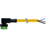 MQ12 female 90° A-cod. with cable PUR 4x0.34 ye UL/CSA+drag ch. 7.5m
