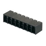 PCB plug-in connector, male header, closed side, THT/THR solder connection, 3.81 mm, Number of poles: 9, 90°, Solder pin length (l): 1.5 mm, tinned, black, Tape