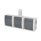 ATLAS 3-fold horizontal socket with M20 outlet IP65 gray