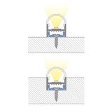 Attached PD aluminum profile with hidden clips, clear diffuser, complete, 2 m