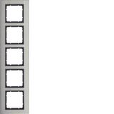 Frame 5gang vert., B.7, stainless steel/ant. matt, metal brushed