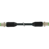 M12 male 0° / M12 male 0° A-cod. PUR 4x0.34 bk UL/CSA+drag ch. 3m