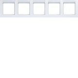 Cover frame 5-way horizontal, text field, A.1, light white matte