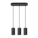 ASTO TUBE, pendant light, GU10, pendant length 250 cm, 3x max. 10 W, black