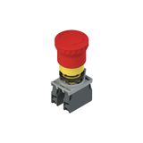 Complete unit with emergency pushbutton, fixing adapter and contacts