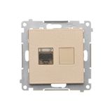 Single shielded computer socket RJ45 category 6 with anti-dust cover, champagne matt