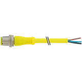 M12 male 0° A-cod. with cable AIDA PUR 5x0.34 ye UL/CSA+drag ch. 4m