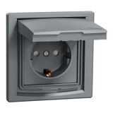 Asfora-outlet sideE-16A lid shut IP44 st