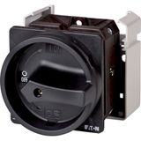 T5-3-15284/EA/SVB-SW Main switch, T5, 100 A, flush mounting, 3 contact unit(s), 3 pole + N, 1 N/O, 1 N/C, STOP function, With black rotary handle and locking ring