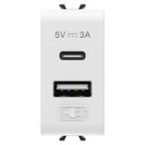 USB CHARGER - A+C TYPE - 3A - SATIN WHITE - 1 MODULE - CHORUSMART