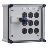 Power enclosure RCCB 40A 30mA + 3x25A+busbar