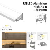 Corner aluminum profile RN 2m White diffuser, 2x end, 4x clip