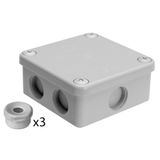 K85, bakelite junction box, colour-grey, IP54, 500V, 7 entrances, with 3xWN16 cable glands