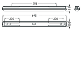 Weather-proof luminaires Oleveon Fit Diffuser Grey ET 20W 2000lm Emergency light Lambertian (L) IP66 IK08 3 SDCM