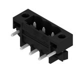 PCB plug-in connector, male header, Solder flange, THT/THR solder connection, 5.08 mm, Number of poles: 3, 270°, Solder pin length (l): 3.2 mm, tinned, black, Box