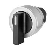 Lever selector switch, black, flush-mount, 3-position, I-0-II, Cam T