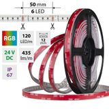 LED strip SMD4040 RGB, 120LED/m, 14W/m, DC 24V, 435lm/m, IP67, 12mm, 5m