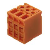 Printed circuit board terminals, 6.35 mm, Number of poles: 7, 180°, Solder pin length (l): 3.5 mm, tinned, orange, TOP connection, Clamping range, max. : 6 mm², Box