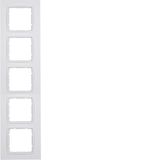 Frame 5gang, B.7, p. white, matt, plastic