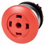 M22-DP-R-X Mushroom actuator, RMQ-Titan, Mushroom, momentary, Mushroom red, Without button plate, Bezel: titanium