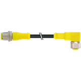M12 male 0° / M12 female 90° A-cod. PUR 4x0.34 bk 15m