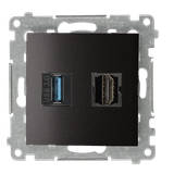 HDMI 1.4 socket + USB 3.0 computer socket, anthracite, metalic, HDMI Standard: HDMI 1.4