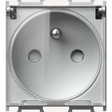 Socket with grounding, protective shutters, cover, 16 A, silver.