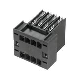 PCB plug-in connector, male header, Clip-on flange, THT solder connection, 7.62 mm, Number of poles: 10, 270°, Solder pin length (l): 3.2 mm, tinned, black, Box