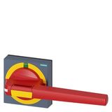 Handle with masking plate EMERGENCY OFF, size 100x 100, for shaft 12x 12, I-0-II