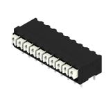 Printed circuit board terminals, 3.50 mm, Number of poles: 10, 90°, Solder pin length (l): 3.5 mm, black, PUSH IN with actuator, Clamping range, max. : 1.5 mm², Tube