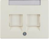 Centre plate 2 dust prot. sliders, lab. field, arsys, white glossy