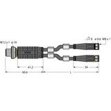 2-Way Splitter Y-Splitter with Cable, Male M12 × 1 - 2x Female M8 × 1   VBRS4.4-2PKG3M-10/10/TEL