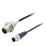 Proximity sensor, inductive, M18, shielded, 7mm, DC 2-wire no polarity, NO, 0.3 m pigtail PUR with Junction Connector M12, oil-resistant E2ER0018E