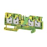 PE terminal, SNAP IN, Green/yellow, 4 mm², 1000 V, Number of connectio